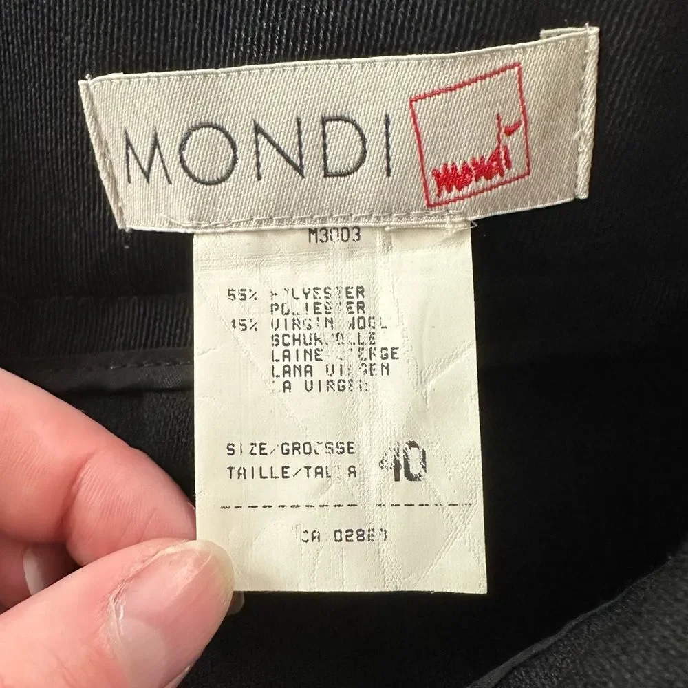 Mondi Vintage Black Pleated Wool Blend Dress Pants NWT Size European 40/US 10